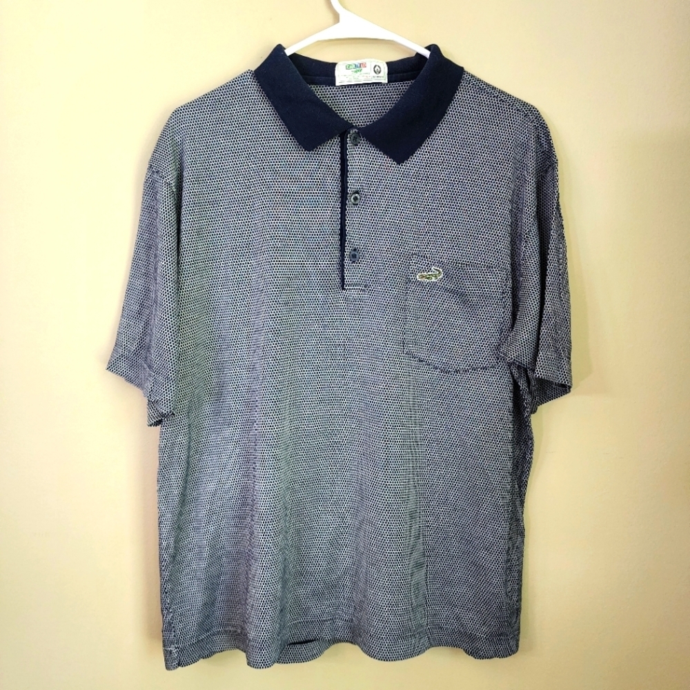 Cartflo Crocodile Size L Men's Navy Polo Shirt 100% cotton Navy Blue White